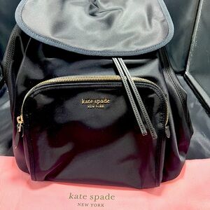 Kate Spade Black Nylon Backpack with pink dust bag